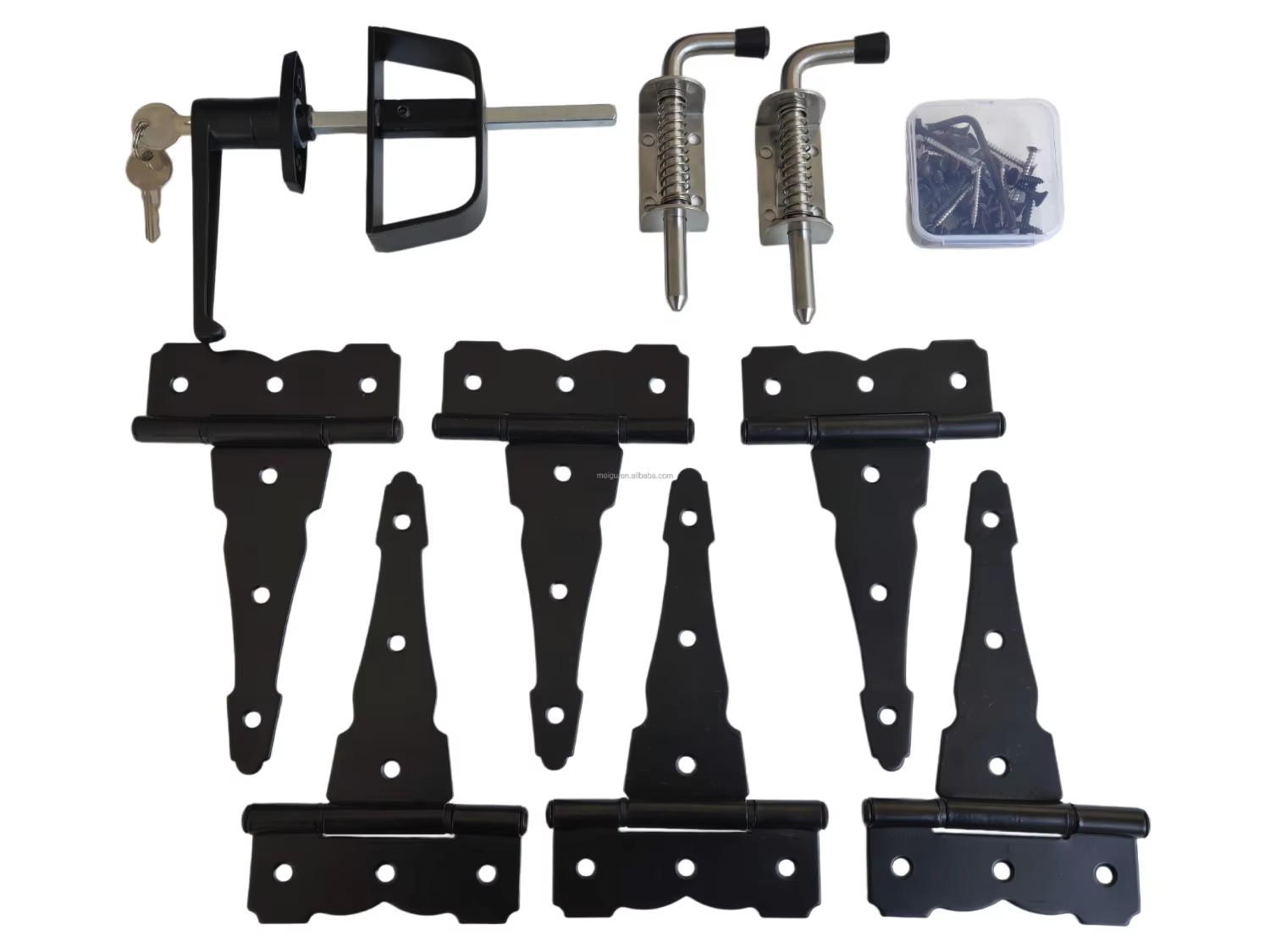 Modern Shed Windows and More Double Door Hardware Kit Carbon Steel L-Handle Barrel Bolts Shed Door Hinges Easy Installation