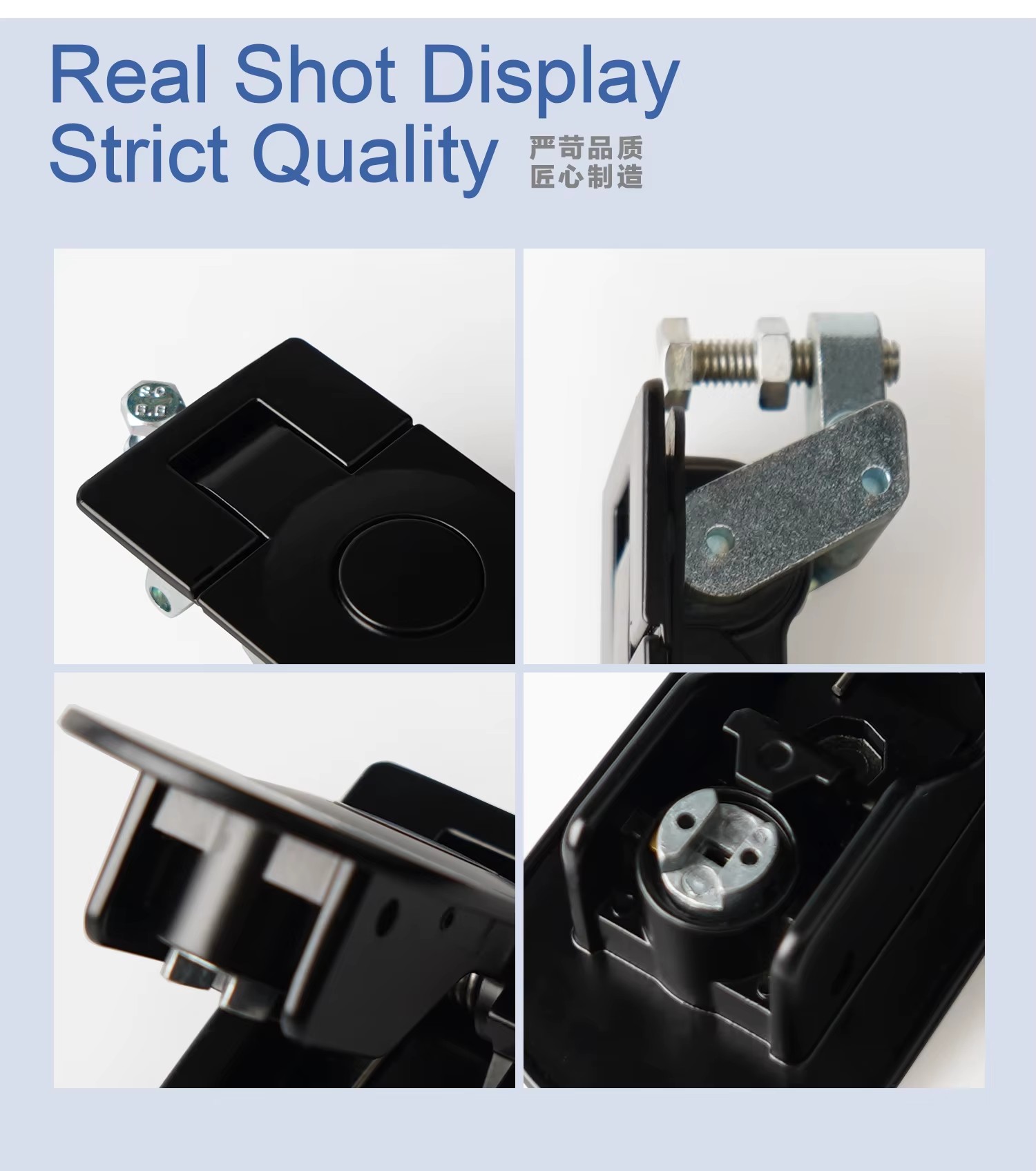 DINGYOU MS609 Collision-Resistant Zinc Alloy Black High Security Tool Box Push Latches Flat Management Locks Push Pistons 35mm