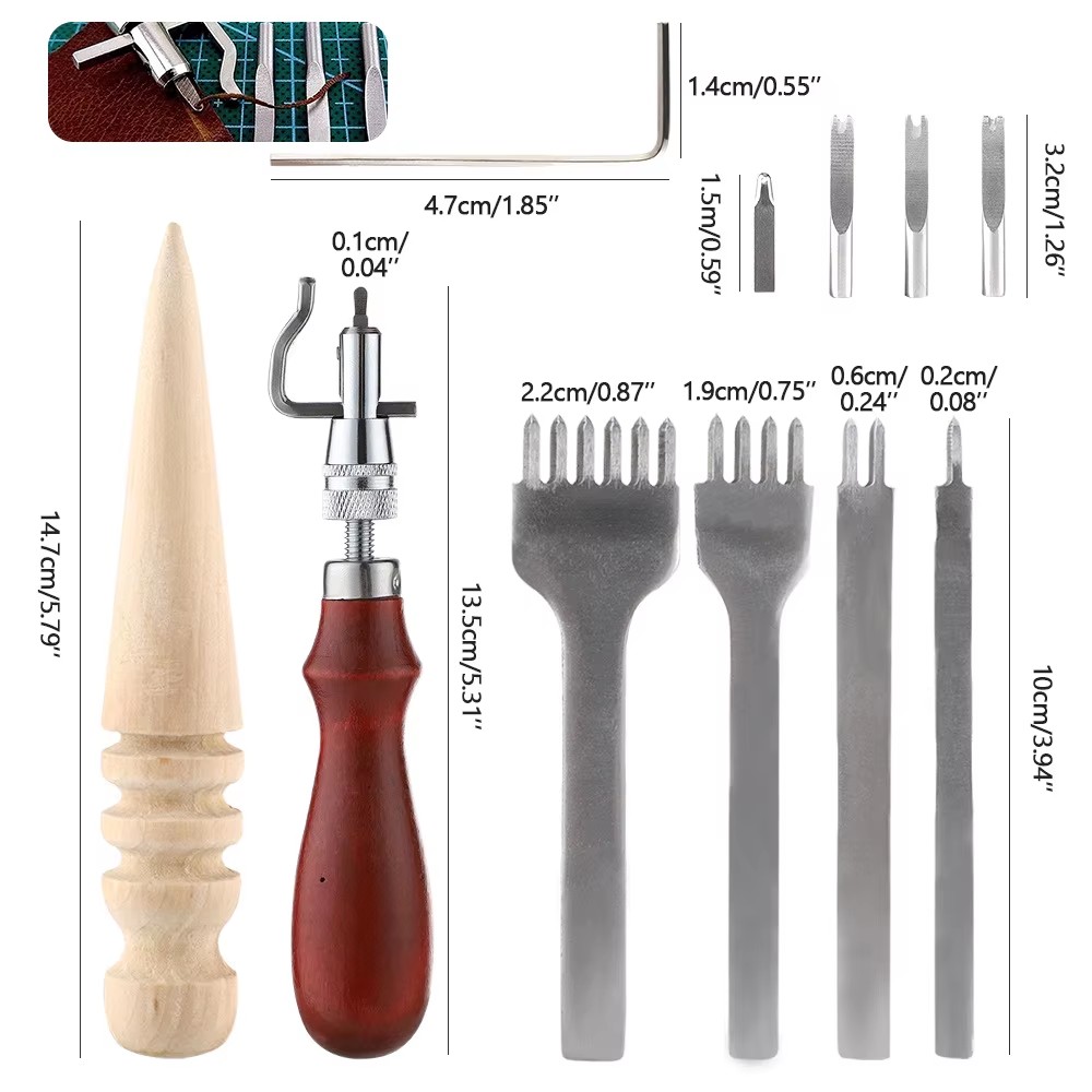 Leather Craft Tool Set 11 Pieces of Handmade Diy Leather Goods Grooving Tool