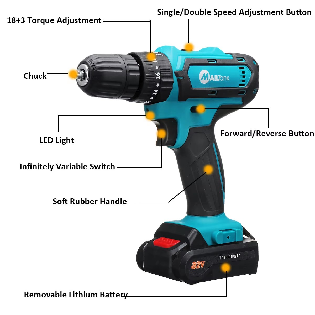 2021 New 18v Mini Hand Cordless Drill Screwdriver Set