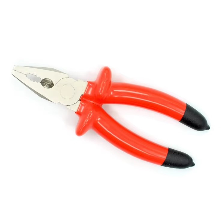 Industrial Grade CRV Steel Combination Pliers with Electrically Insulated Soft Grip Plastic Handle Beveled Jaw Multi-Functional