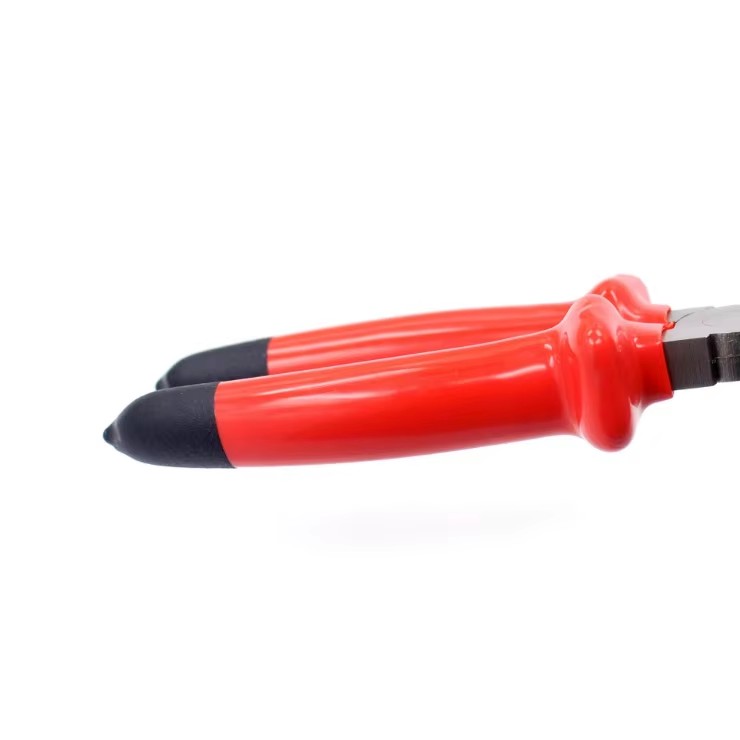 Industrial Grade CRV Steel Combination Pliers with Electrically Insulated Soft Grip Plastic Handle Beveled Jaw Multi-Functional