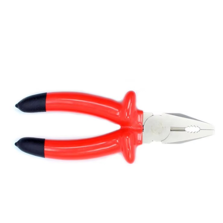 Industrial Grade CRV Steel Combination Pliers with Electrically Insulated Soft Grip Plastic Handle Beveled Jaw Multi-Functional