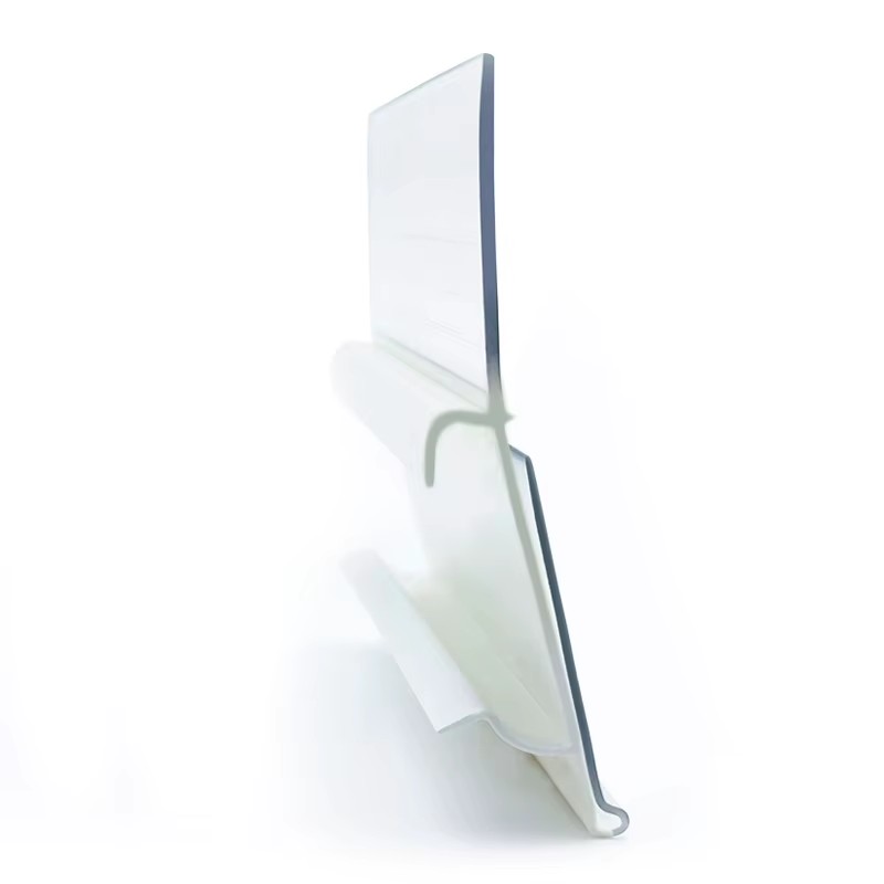 Clear PVC Shelf Stopper Strip T-Rail Adhesive Base Custom Cutting Service Available-Molded Extruded Plastic Products