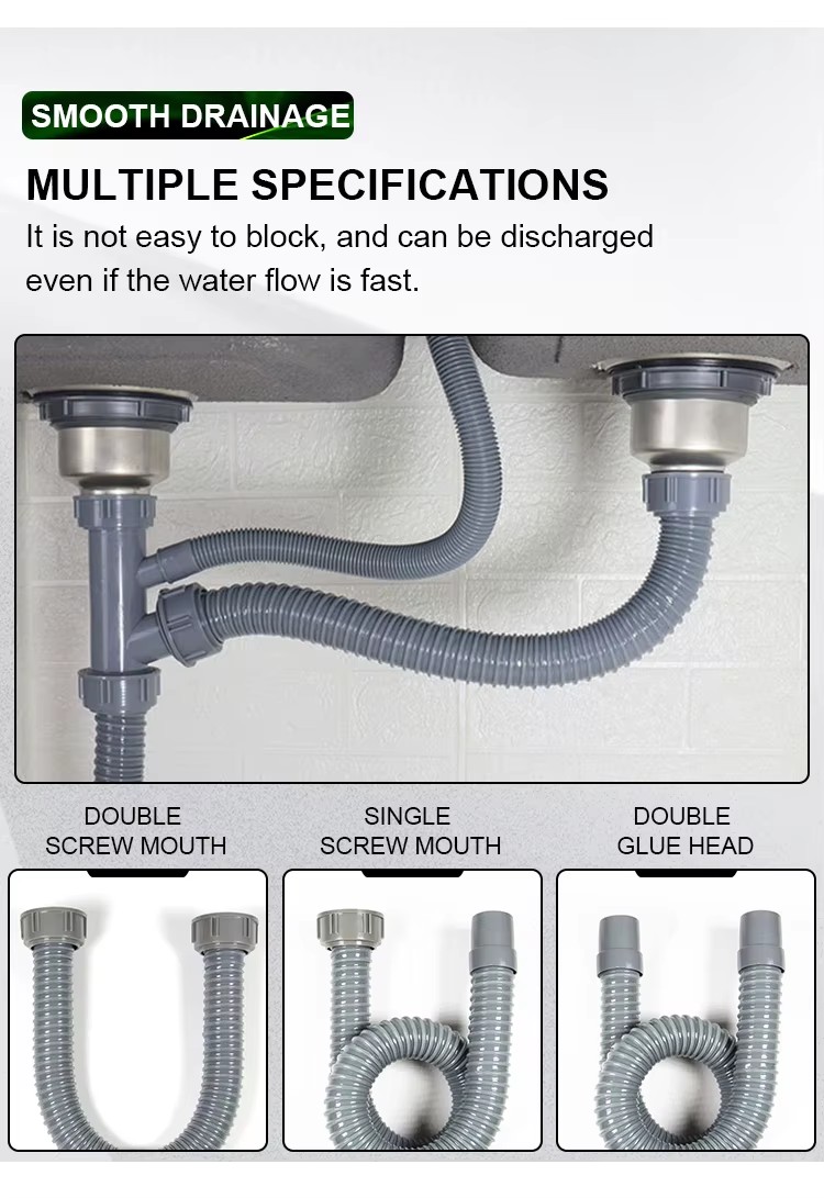 Large Diameter 8 Inch Corrugated Unclogging Pvc Flexible Wash Basin Roof Water Plastic Drain Pipe
