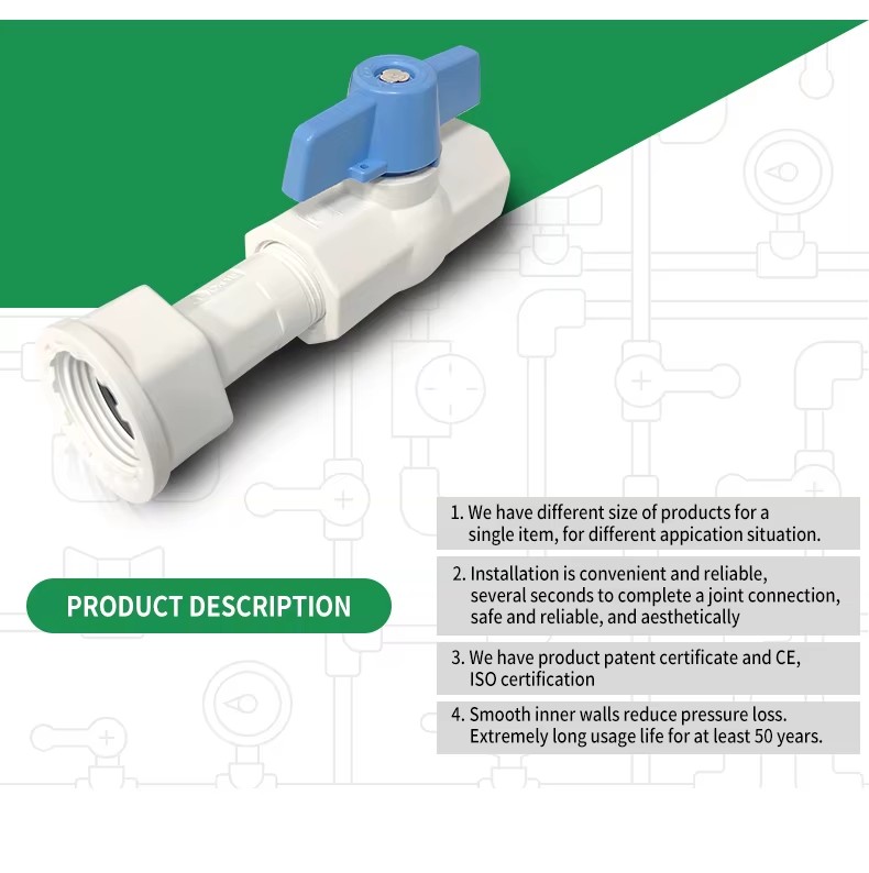 Hot Selling Pvc Ball Valve 1/2" Plastic Octagonal Valve with Auxiliary Output Agricultural Irrigation System