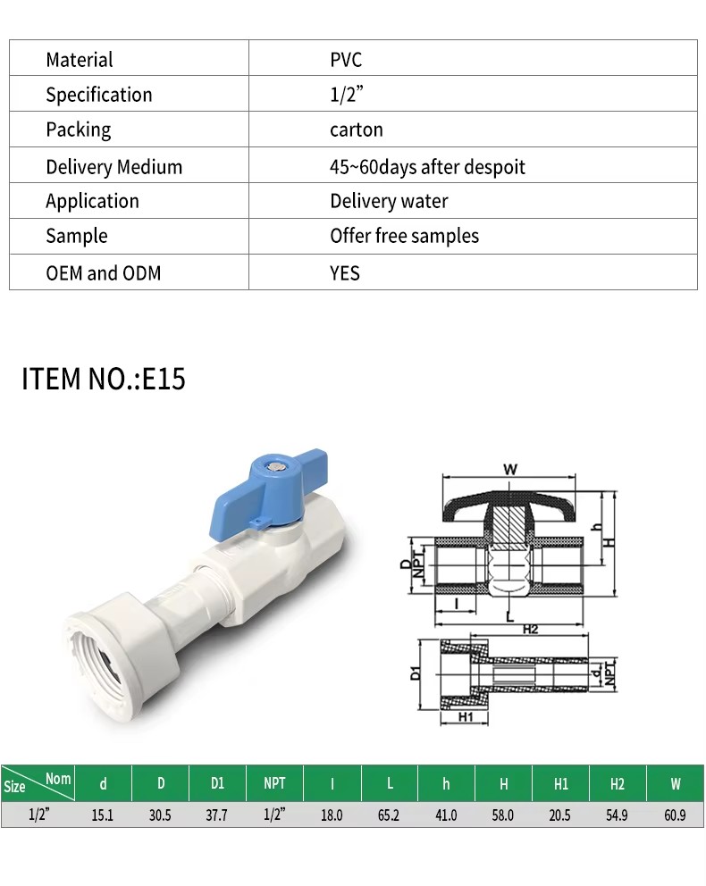 Hot Selling Pvc Ball Valve 1/2" Plastic Octagonal Valve with Auxiliary Output Agricultural Irrigation System