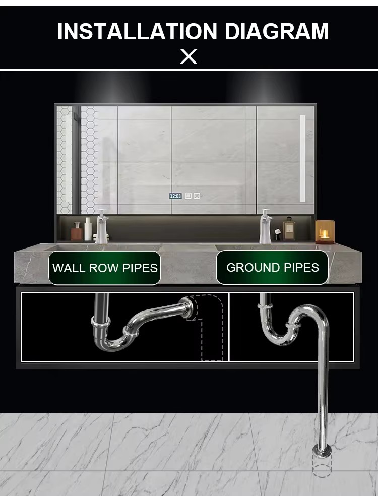 Sink Tail Drain Pipe Pop up P-trap Siphon Plain for Bathroom Basin Waste Stainless Steel Bends Pipe