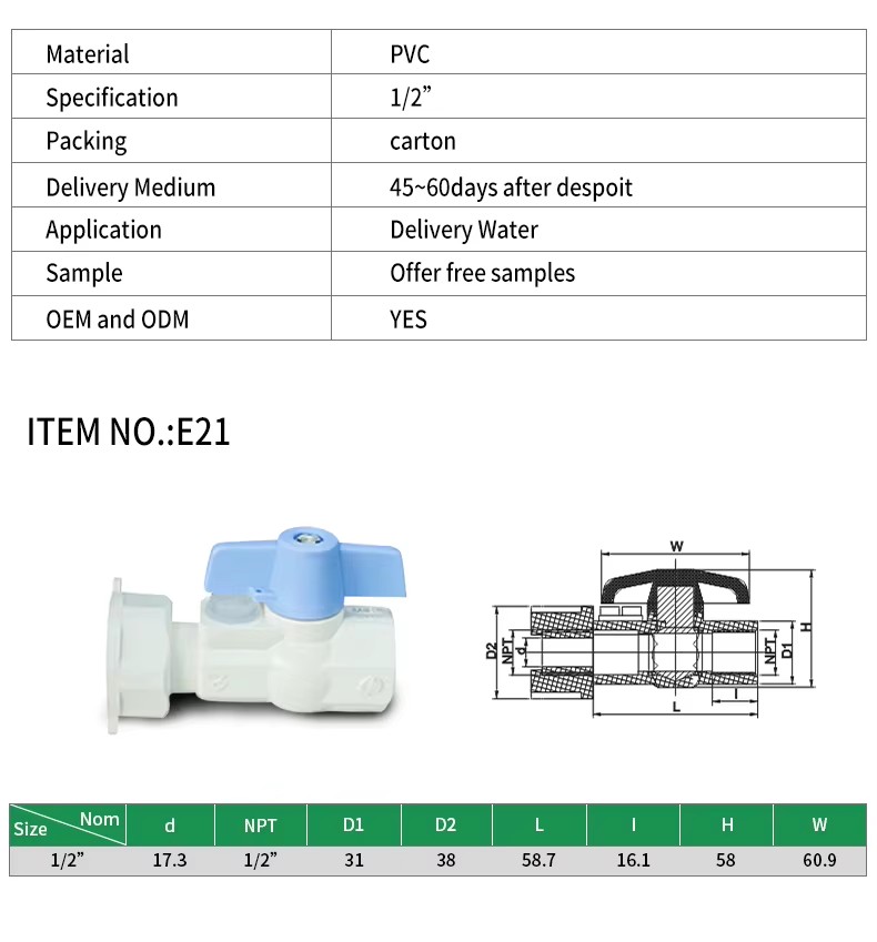 Factory Wholesale Customized Size PVC Octagonal Valve Lockable Press Ball Valve