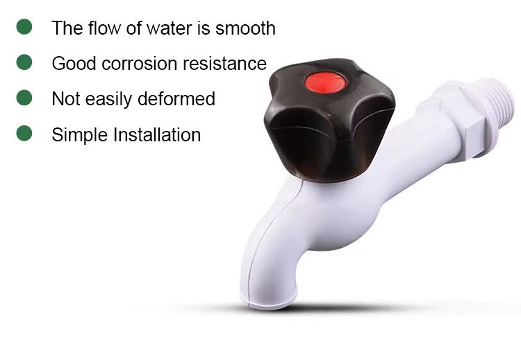 1/2"-3/4" Original Wholesale, Single Handle Wall Mounted High Quality and Durable Pvc Long Body Plastic Tap/faucet/bibcock