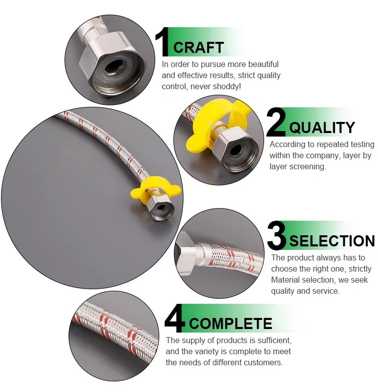 Ptfe Line 2 Inch Double Outer Wire Stainless Steel Sleeve Metal Gas Braided Brake Hose Pipe