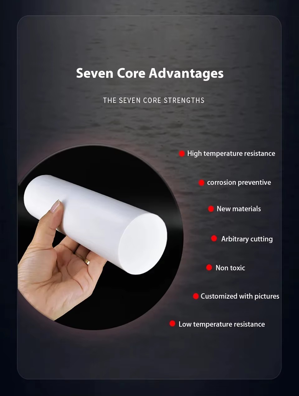 High Temperature Chemical Resistant PTFE Rod Dia 6-140mm Non-Stick Industrial Length 50-500mm Plastic Bars for Industrial Use