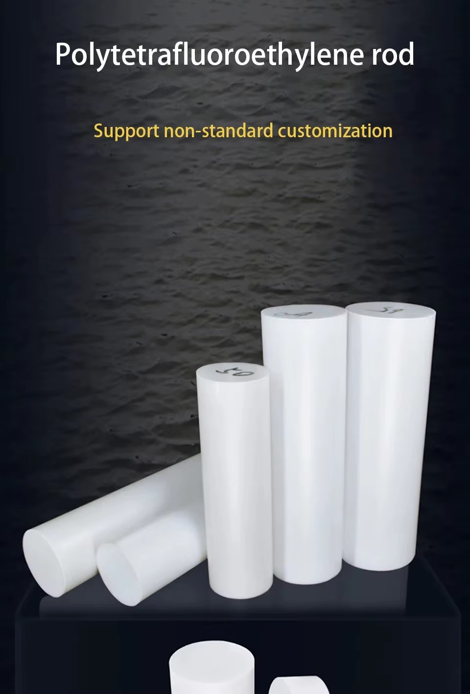 High Temperature Chemical Resistant PTFE Rod Dia 6-140mm Non-Stick Industrial Length 50-500mm Plastic Bars for Industrial Use