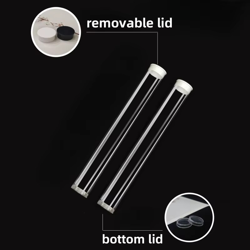Custom Clear Cylindrical PC Packaging Tubes with End Caps (12mm-30mm Diameter) for Gift Display and Storage