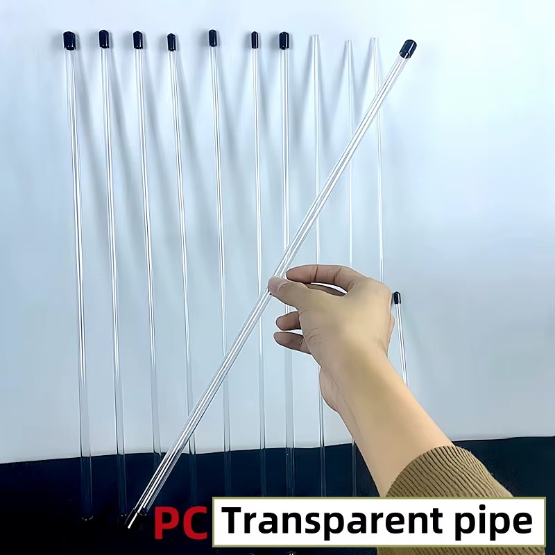 Clear PC Transparent Polycarbonate Tube with Black Cap 6-50mm Diameter Custom Size Bulk Packaging for Gift Candy Storage
