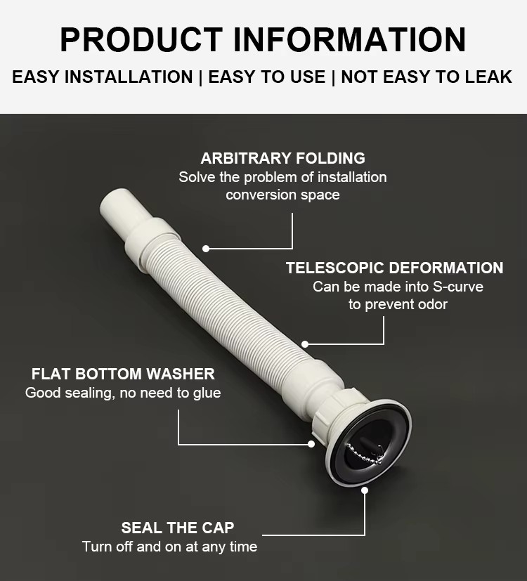 Customizable Size Kitchen Bathroom Sink Drainage Stretch and Lengthen at Will 150mm Lavatory Basin Drain Pipe