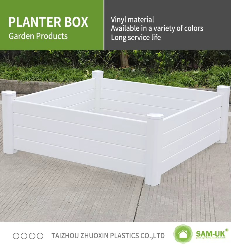 Wholesale Environmental Health Fentech Large Garden Bed White Plastic PVC Vinyl Flower Planter Box