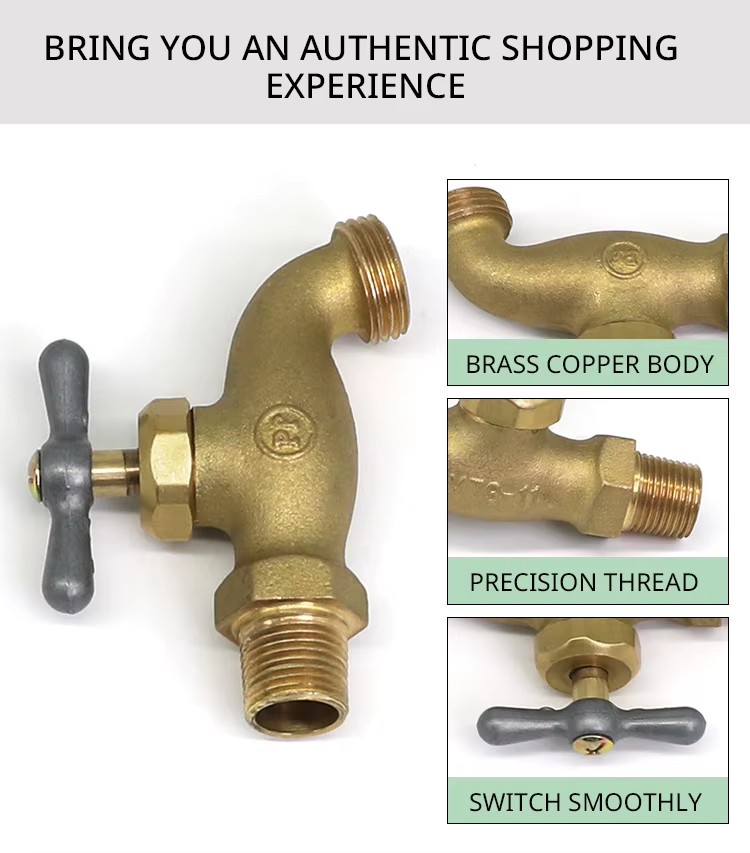 Wholesale Customizable Size Taps and Faucets with External Thread Rotate to Open Brass Cold Water Filter Tap