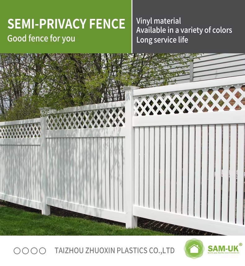 High Quality Easily Assembled Rot Proof Sustainable Plastic White PVC Cheap Vinyl Garden Fence Semi-Privacy Fence