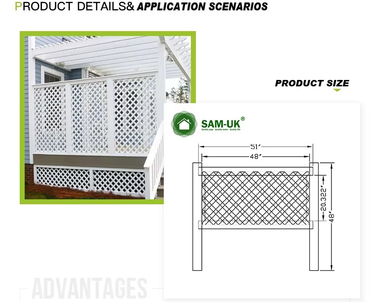 Supplier Custom Size Easily Assembled ECO Rot Proof Waterproof Pvc Price Plastic Garden Lattice Fence Panels