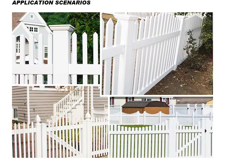 White Plastic Garden Fencing Vinyl Decorative PVC Picket Fence