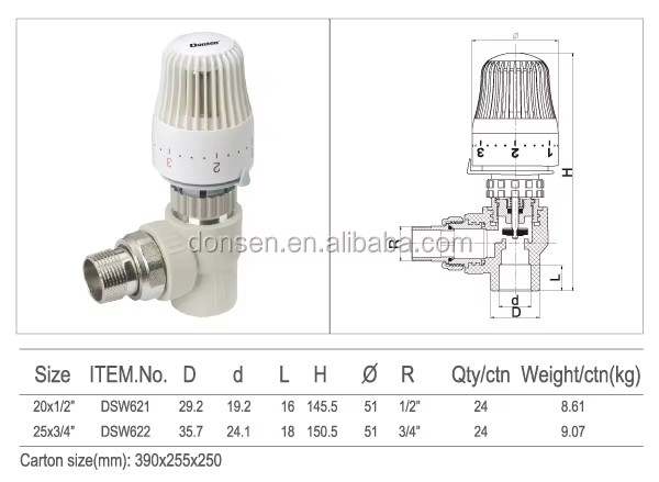 PP-R straight stop valve with temperature control automatically and fitting