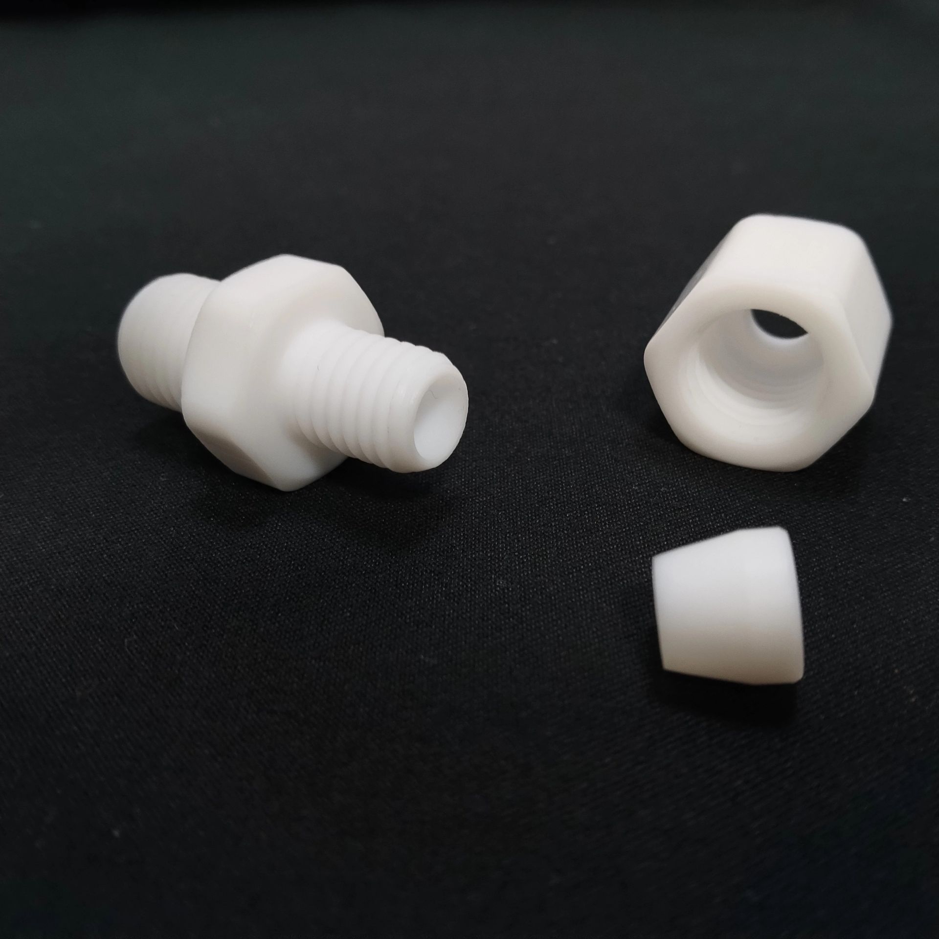 Corrosion resistant PTFE Ferrule Fitting PTFE Straight Union Connect 3/8" OD Pipe
