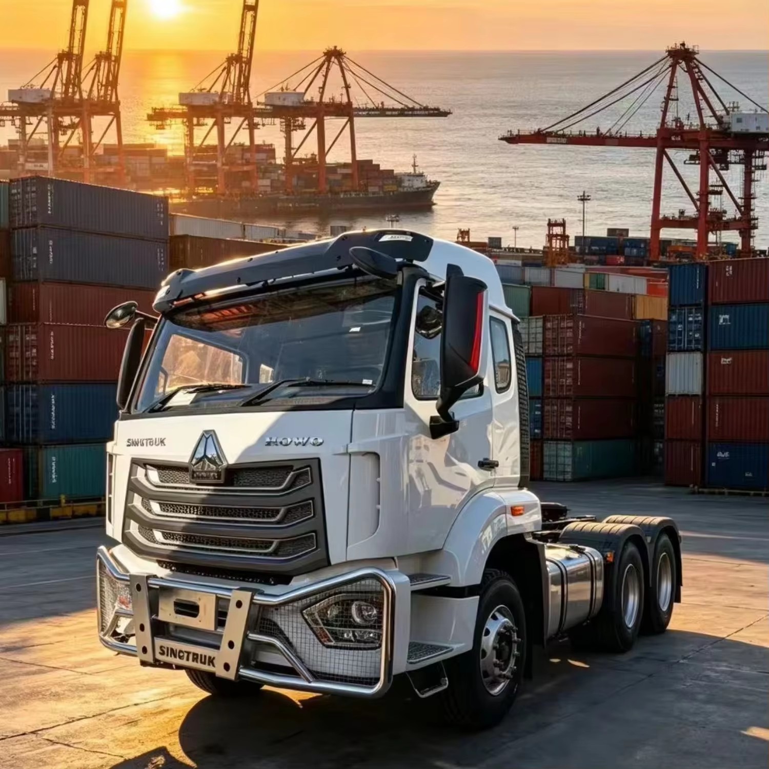 New HOWO MAX 6x4 Diesel Weichai Air Suspension Left Hand Drive Heavy >50T Tractor Truck 10 Wheels Flat Floor Cabin Cargo