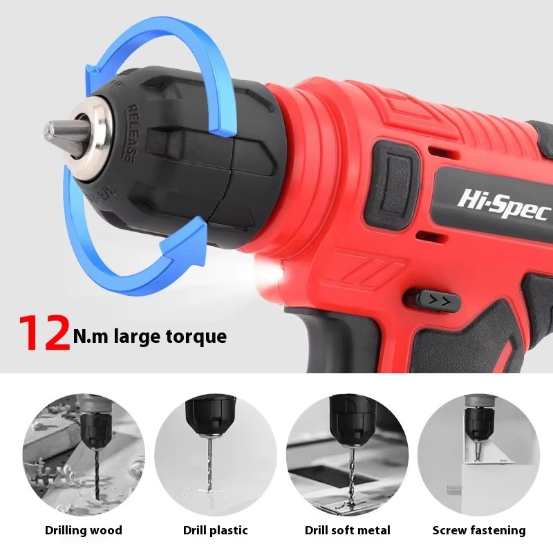 Hi-Spec 129-Piece 8V Comprehensive Portable Home Hand Tool Set Kit Electric Drill Power Tool Set for Auto Repair OEM ODM