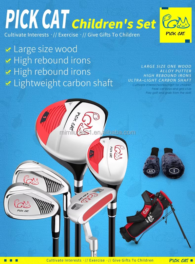 PGM JRTG007 PICK CAT Series Right Handed Kids Children Junior Boys Girls Golf Clubs Complete Set with Golf Stand Bag