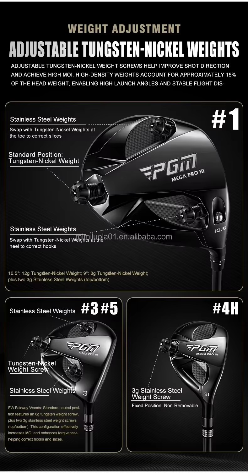 PGM MTG087 MEGA PRO 3 USGA Certified Right Handed High End Professional Men Golf Clubs Complete Set with Golf Travel Bag