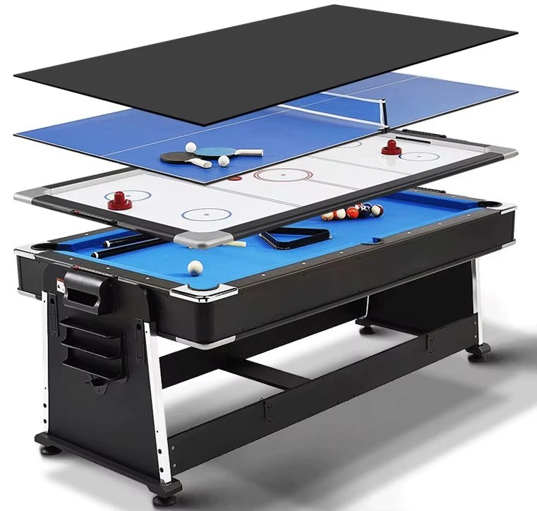 Factory Direct Sell 4 in 1 7 Feet Multifunctional Game Pool Billiard Table, Air Hockey Table, Table Tennis Table/Dinning Top