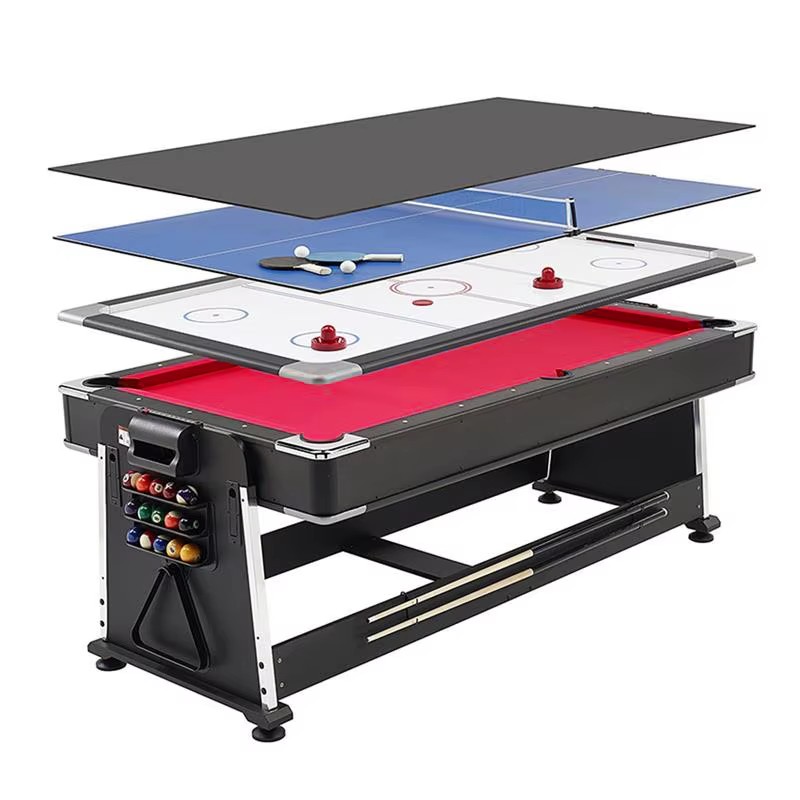 Factory Direct Sell 4 in 1 7 Feet Multifunctional Game Pool Billiard Table, Air Hockey Table, Table Tennis Table/Dinning Top