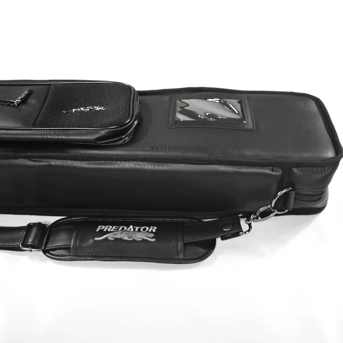 Premium Black Color PU Leather 1/2-pc 12 Holes Billiard Pool Cue Case Bag for 4 Cue Butts and 8 Cue Shafts