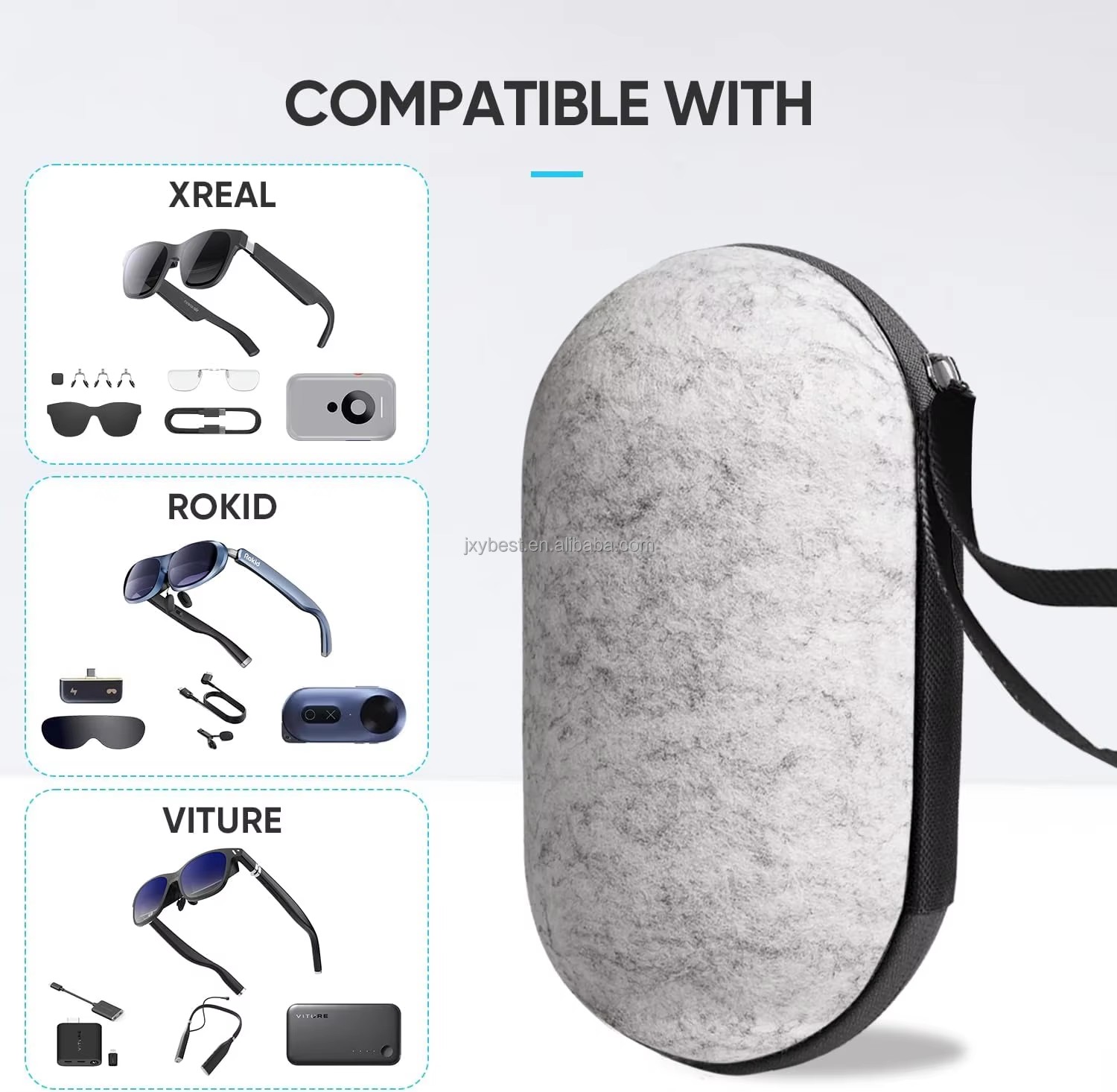 Custom Hard Carrying Case for Ray-Ban Meta Wayfarer/Skyler/Headliner Smart Glasses Charging Case Accommodates all accessories