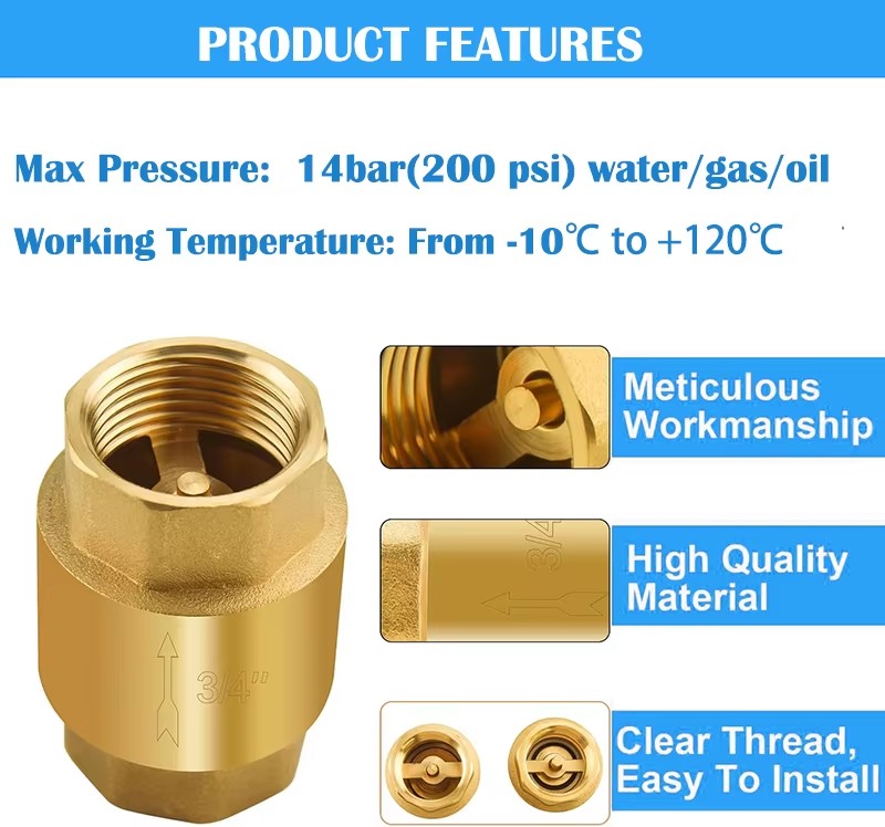 1/2 to 2" 3" 4" Monobloque and Removable Forged Brass Check Valve Non-return Spring Valve
