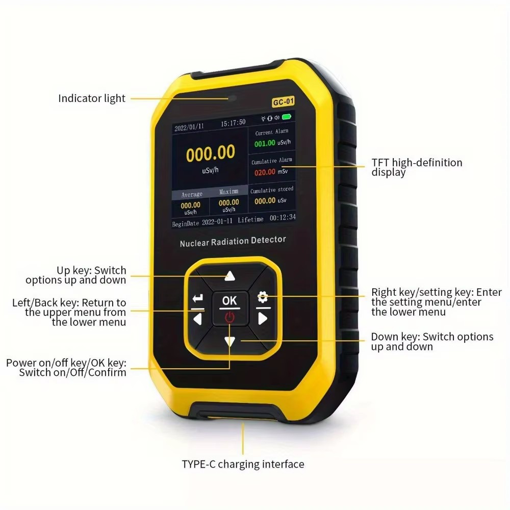 Portable Rechargeable Handheld Nuclear Radiation Detector Dosimeter Beta Gamma X Rays Tester Meter Tools