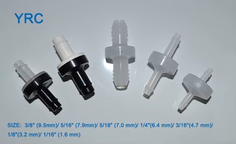 YRC Plastic 3/8" Silicone Sealing Wear-resistant One Way Check Valve with Longhose Barb for Hydraulic Fuel Gas Water Air