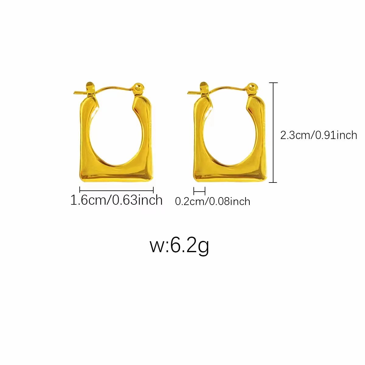 EH048 18K Gold Plated Geometric Irregular Hammered Stainless Steel Hydraulic Earrings Fashionable Ear Hoops
