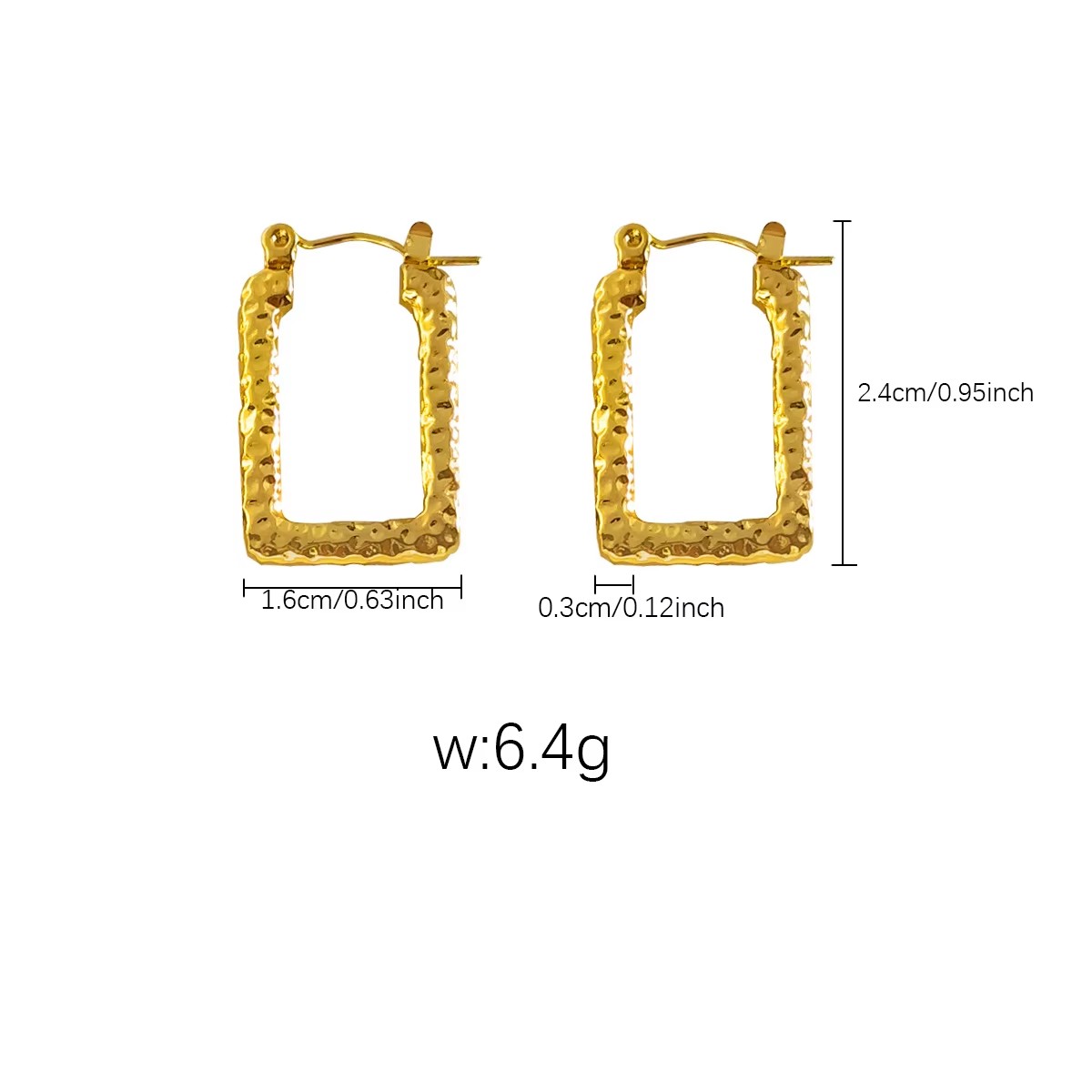 EH048 18K Gold Plated Geometric Irregular Hammered Stainless Steel Hydraulic Earrings Fashionable Ear Hoops