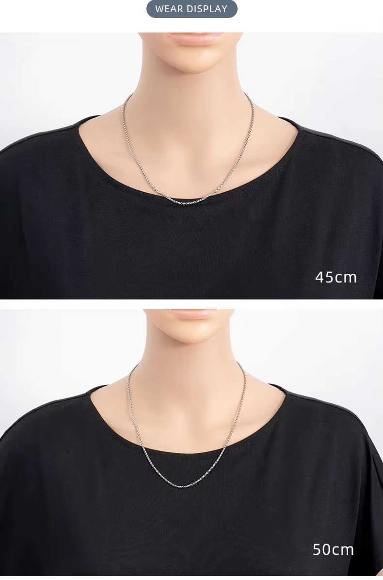 PB063 Minimalist Stainless Steel Box Chain Necklace Waterproof Non Tarnish Chain for Pendants Women Men Unisex