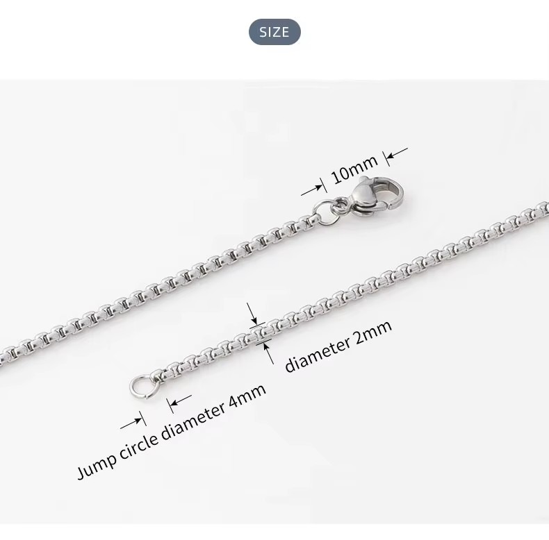 PB063 Minimalist Stainless Steel Box Chain Necklace Waterproof Non Tarnish Chain for Pendants Women Men Unisex