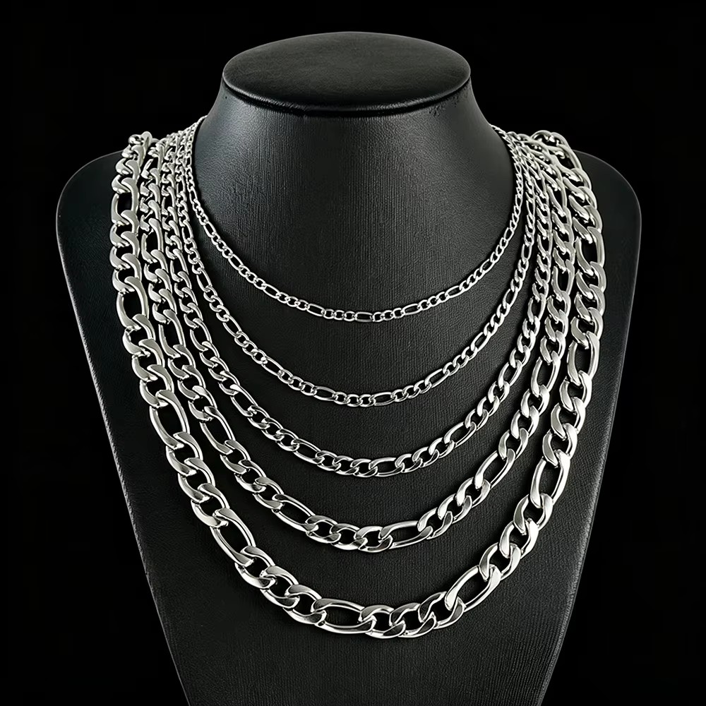 4mm 6mm Figaro Chain 18K Gold Plated Chain Stainless Steel 316L Mens Chains Jewelry Gifts Figaro Cuban Necklace for Women