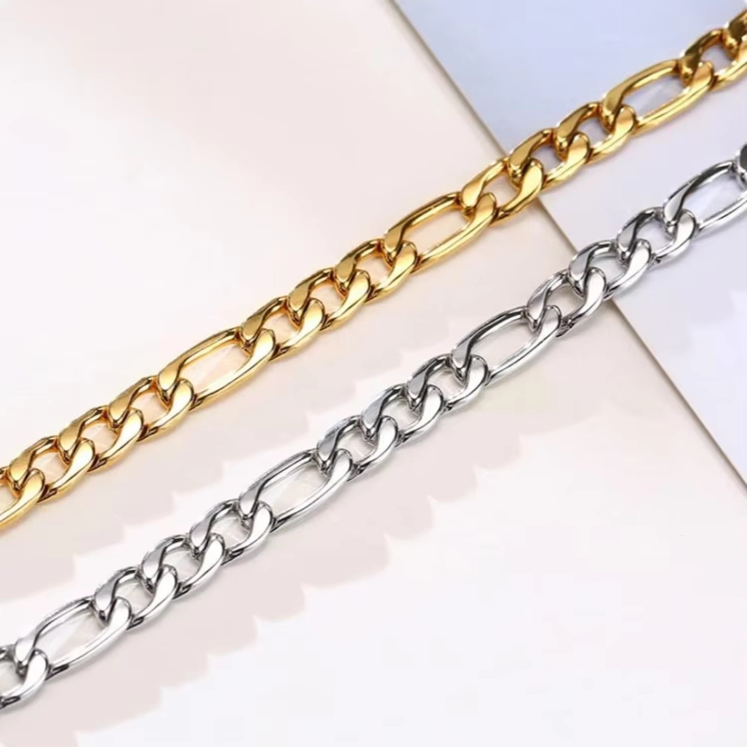18K Gold Plated Stainless Steel Classic Ball Chain Bracelet for Women Men Jewelry Gift Waterproof Tarnish Resistant Figaro Cuban
