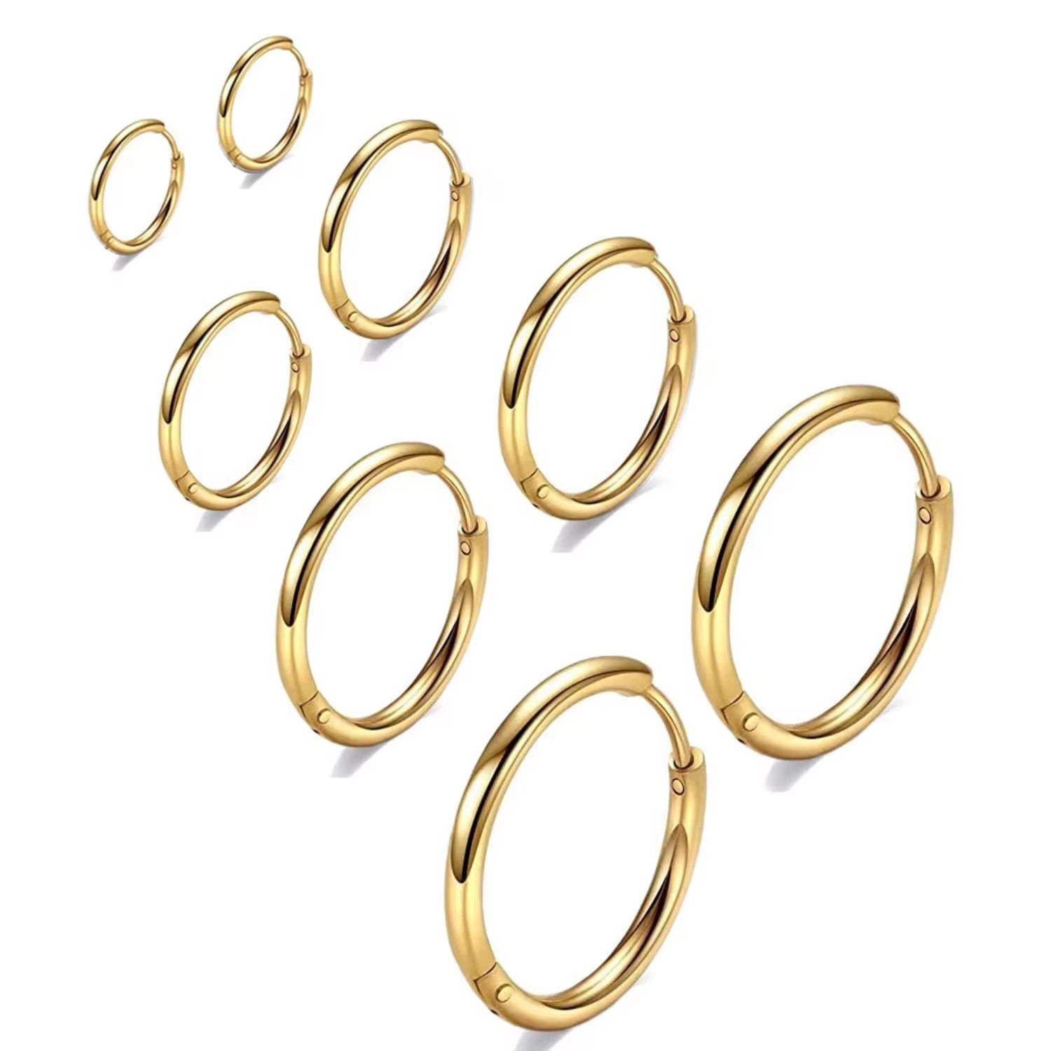 8mm-20mm Stainless Steel Gold Silver Plated Hoop Earring Women Men Piercing Jewelry Gift Hypoallergenic Cartilage Helix Earring