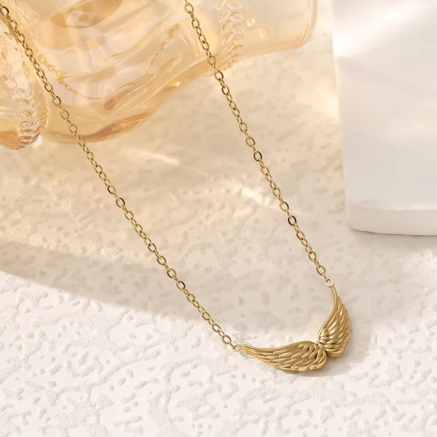Silver/Gold Angel Wing Necklace 18K Gold Filled Guardian Angel Wings Dainty Simple Minimalist Pendant Necklaces for Men Women