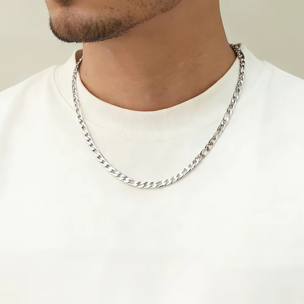7mm 5mm 3mm Figaro NK Necklace Men Jewelry Gifts Tarnish Free Cuban Link 18K Gold Plated Stainless Steel Figaro Chain for Women