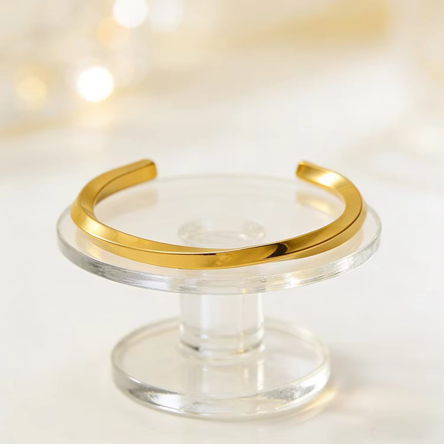 Twisted Open-ended Bangle Women Trendy Elegant Gifts Dainty Jewelry 18K Gold Plated Stackable Stainless Steel Cuff Bracelets