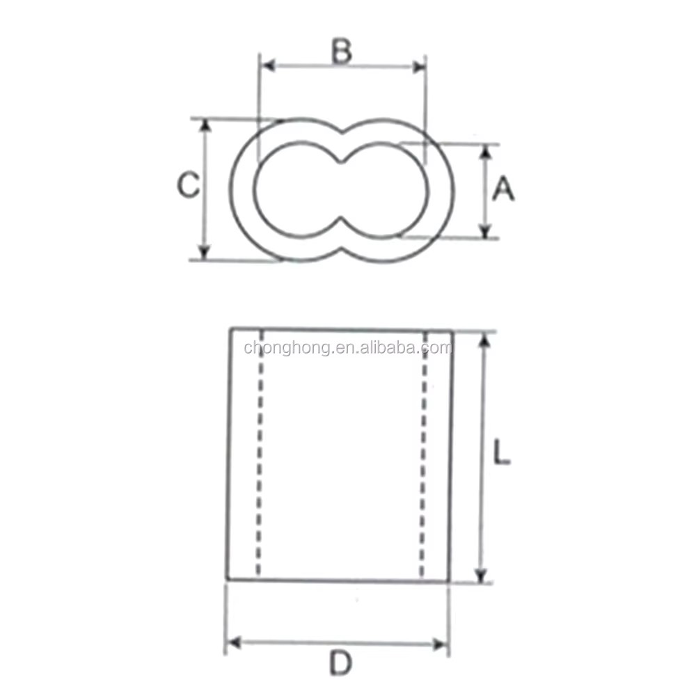 3/32" U.S. Type Copper Hourglass Sleeves 8 Shape Stop Sleeves Ferrules Double Barrel Ferrule for Wire Rope