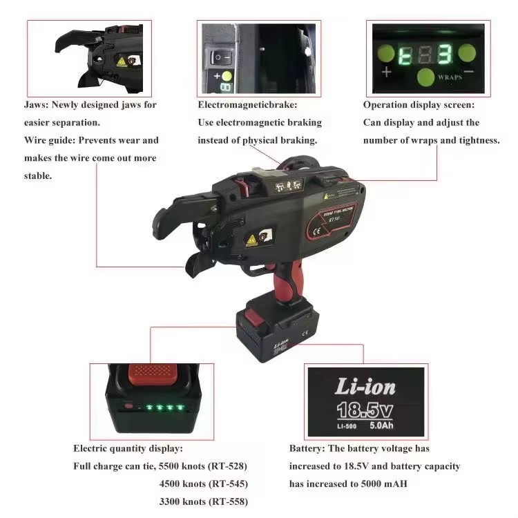 Light Weight Automatic Cordless Portable Bundle Tying Machine Rebar Tier Machine